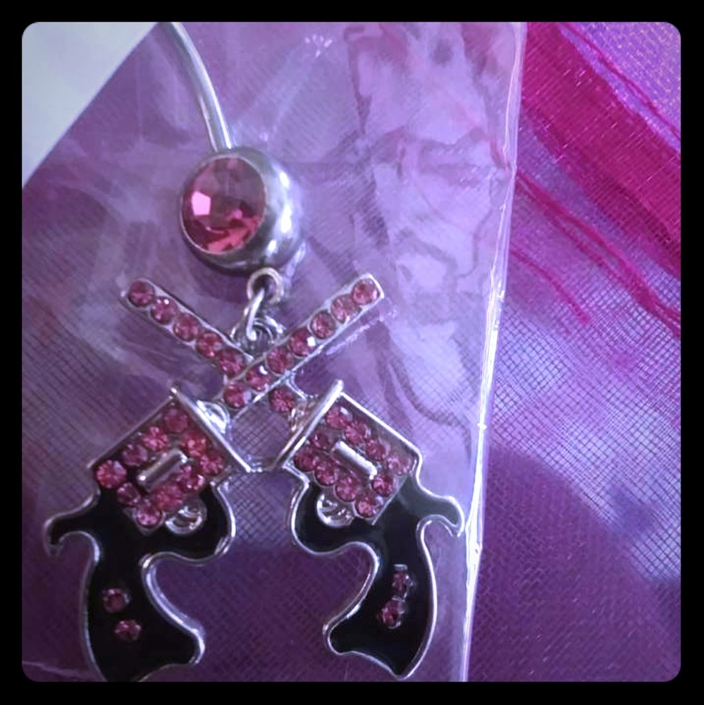 Pink revolver belly ring